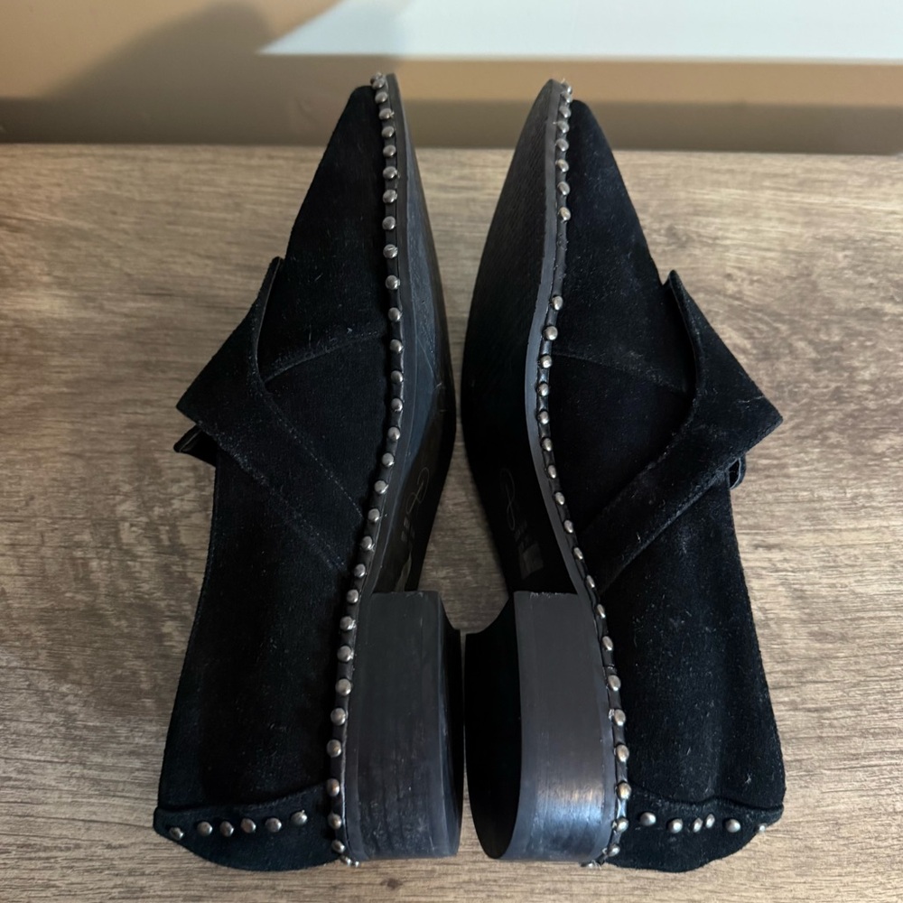 Adrianna Papell Black Suede Studded Shoes Women’s Size 8.5 Studs & Buckle Detail - Picture 9 of 12
